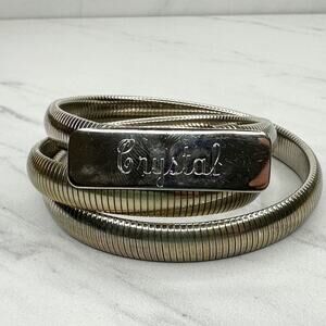 Vintage Crystal Engraved Gold Tone Coil Stretch Belt Small (S) ✨